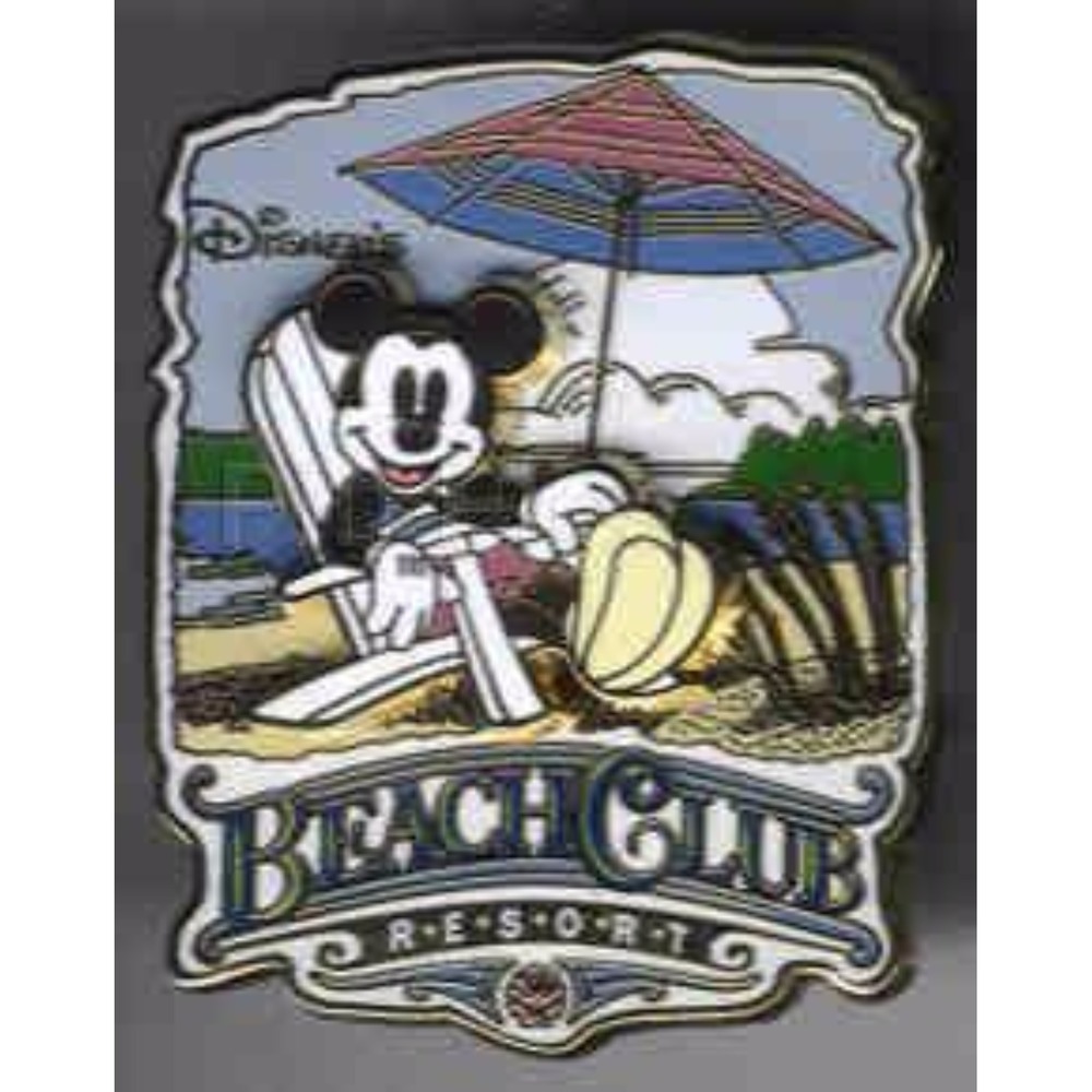 Disney Beach Club Resort Mickey Mouse Pink‎ Umbrella Sand Resort WDW Pin 51690